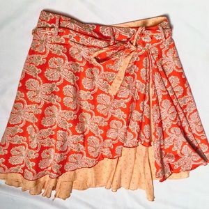 Free People Indian floral print boho wrap skirt S
